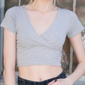 brandy melville grey amara wrap top
